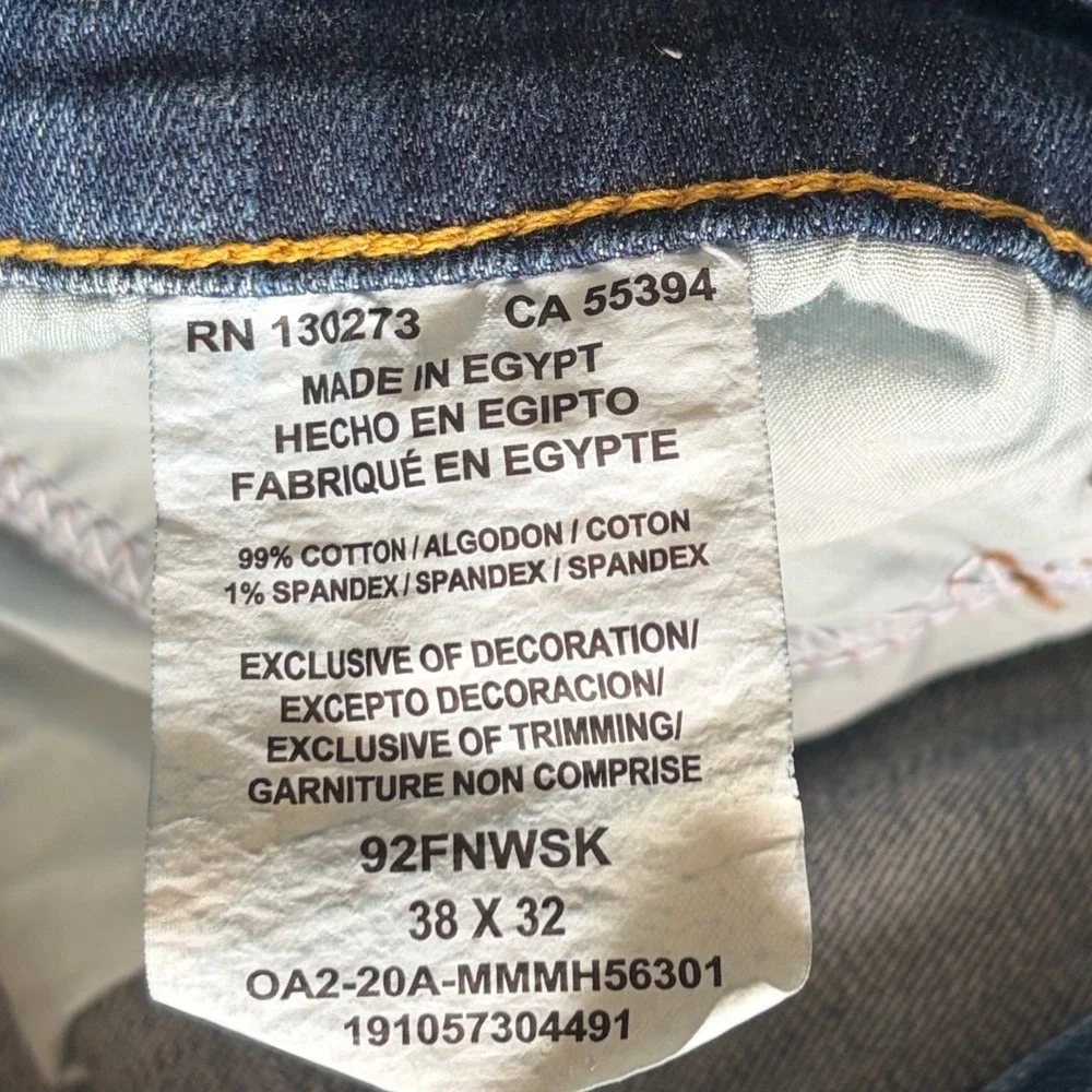 Wrangler Five Star Premium Denim Mens Straight Leg Jeans Dark Wash 38x32 92FNWSK